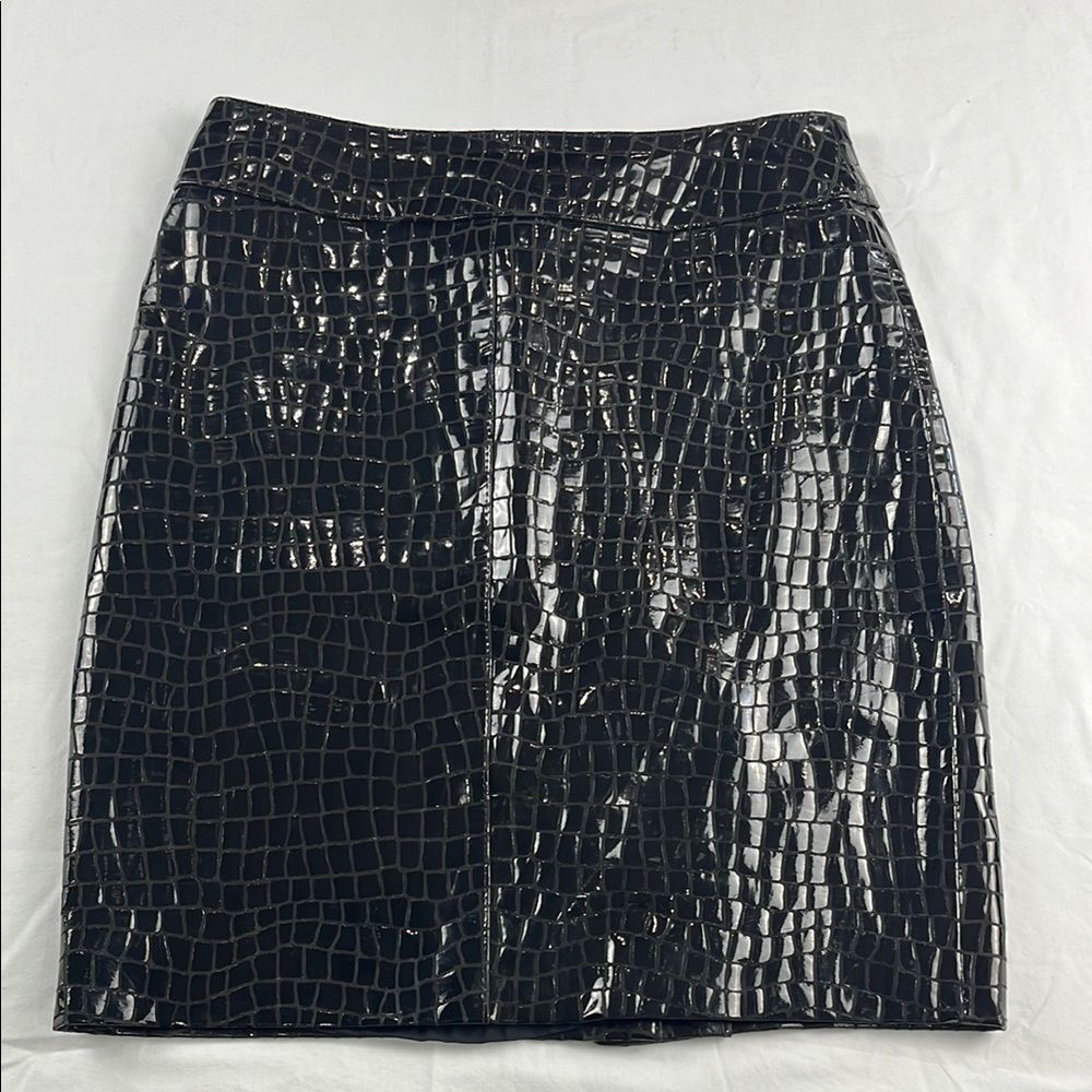 Black Carlisle Faux Croc Skin Skirt